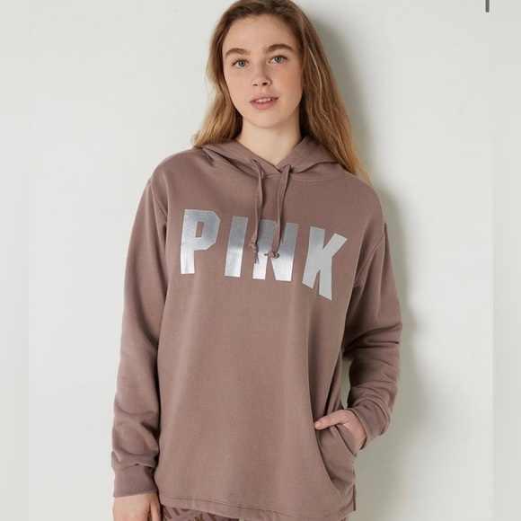 Victoria’s Secret Pink 2-Piece SET Iced Coffee Relaxed Joggers & Pullover Hoodie - Picture 6 of 12